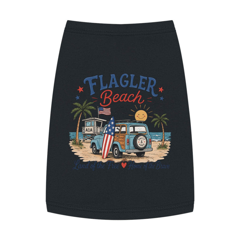 Flagler Beach A1A Inaugural Edition – Land of the Free Home of the Brave - Pet Tank Top